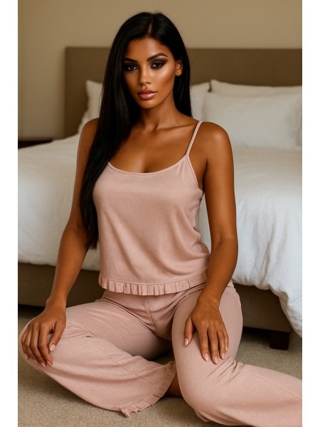 Πιτζάμα Λεπτή Τιράντα - Μακρύ Παντελόνι Ριπ
