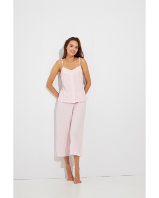 Πιζάμα με Κάπρι Παντελόνι Pink Stripes Harmony Homewear 29-102914