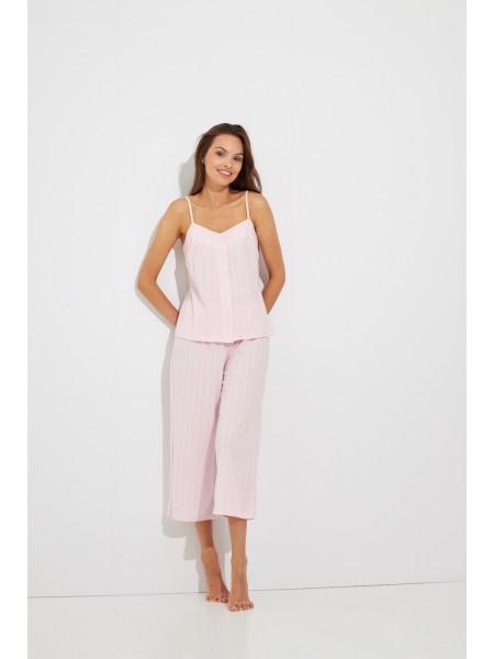 Πιζάμα με Κάπρι Παντελόνι Pink Stripes Harmony Homewear 29-102914