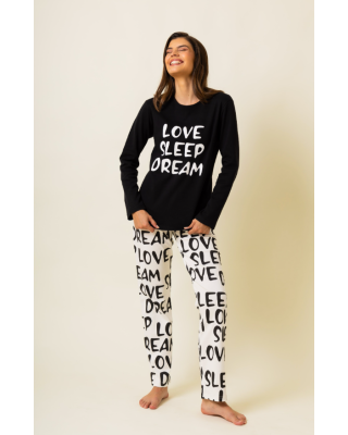 Love Sleep Dream Βαμβακερή Plus Size Πιζάμα Happy Family