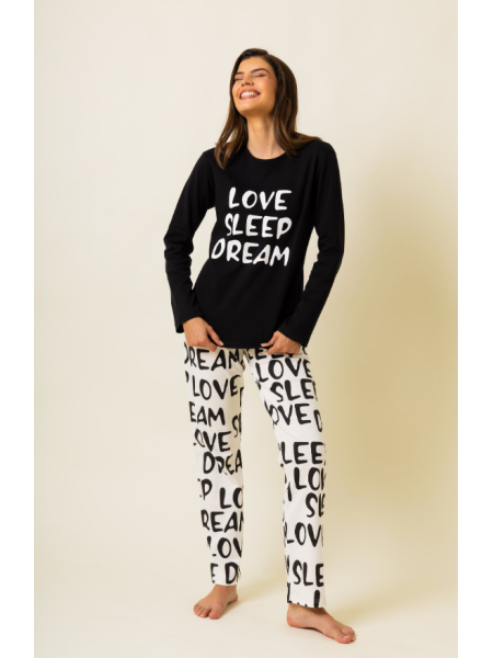 Love Sleep Dream Βαμβακερή Plus Size Πιζάμα Happy Family