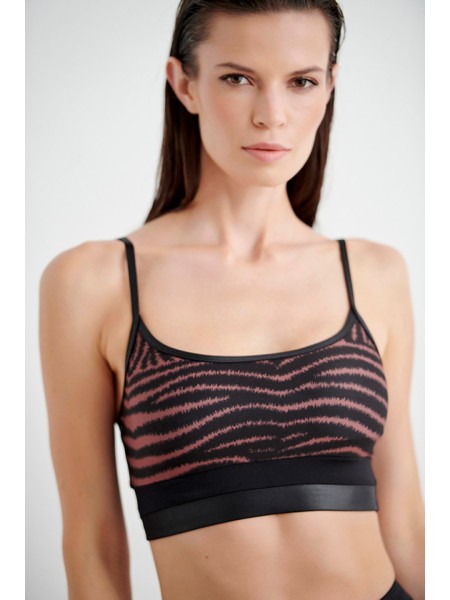 Tiger Print Μαγιό Crop Top Blu4U