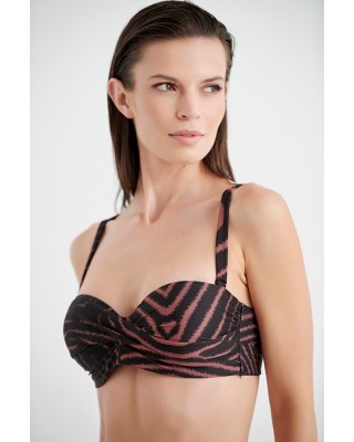 Tiger Print Μαγιό Strapless Cup D Blu4U