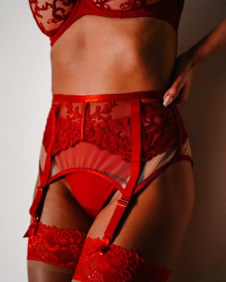 Ζαρτιέρες Suspender Clarisa Ruby Red Kris Line